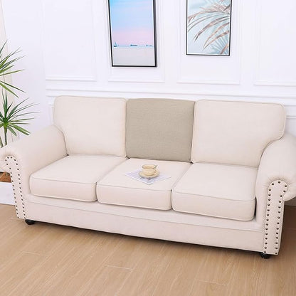 hyha Waterproof Couch Cushion Covers for Pets, Non Slip Sofa Seat Cover for Dogs Washable, Soft Thick Stretch Jacquard Fabric, Sofa Slipcovers with Elastic Bottom (1 Piece for Backrest M, Taupe)