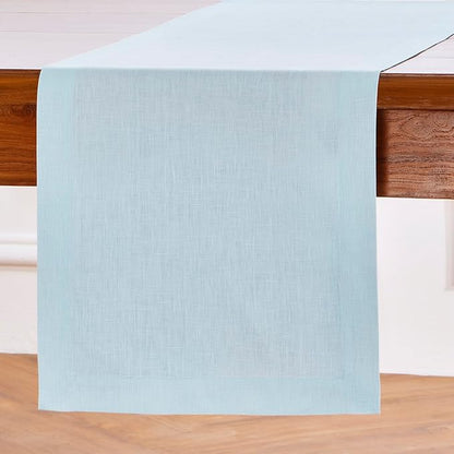 Solino Home Linen Ice Water Table Runner 132 Inches Long - 100% Pure Linen Extra Long Table Runner 14 x 132 Inch - Fete