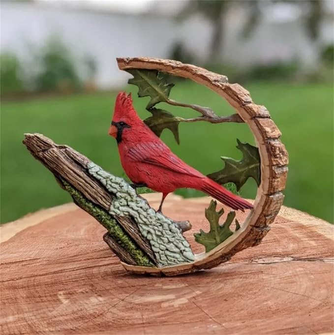 Cardinal Wood Carving - Handmade 'Cardinals Appear When Angels are Near', Unique Original Art Carving Work Statue Decor Small Animal Sculpture Art Wood Miniature