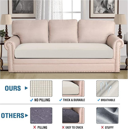 H.VERSAILTEX Super Stretch Individual Seat Cushion Covers Sofa Covers Couch Cushion Covers Slipcover Sets Thick Jacquard Textured Twill Fabric (1 Piece Sofa Cushion Cover, Porcelain)