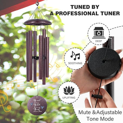 ASTARIN 36" Large Deep Tone Personalized Sympathy Wind Chimes, Memorial Wind Chime for Loss of Mother Father Loved One, Hummingbird Bereavement Gifts Decor Outdoor Patio Garden Graveyard