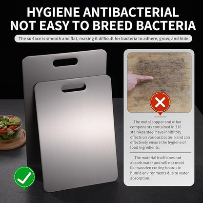 Katuchef Titanium Cutting Board 2025 New Upgrade Pure Titanium Cutting Boards for Kitchen Double Sided Cutting Boards Non Toxic,Hygiene Durable Chopping Board Suitable for Dishwasher Safe(11.4 * 7.9)