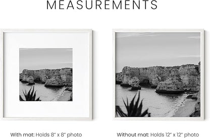 HAUS AND HUES Square Picture Frames 12 x 12 Set of 25 - Photo Gallery Wall Frame Set, Wood Frames With Mat, White Oak