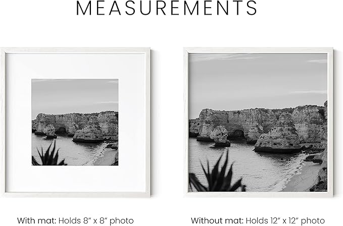 HAUS AND HUES Square Picture Frames 12 x 12 Set of 15 - Photo Gallery Wall Frame Set, Wood Frames With Mat, White Oak