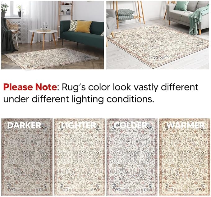 Keen Home Design 2x7 Rug - Machine Washable Runner Rug with Non-Slip Backing, Ideal for Hallway, Entryway, Kitchen, Laundry Room - Vintage, Easy Clean, Durable, Low Pile Rug - (2'6" x 7')