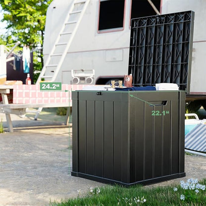 DRATO 50 Gallon Deck Box, Outdoor Storage Box for Patio Cushion, Sports Equipment, Garden Tools,Waterproof Patio Storage box, Lockable (Black)