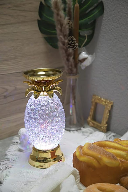 YAKii 9.5" Pineapple LED Color Changing Shine Lava Lamp,Swirling Water Waves Lamp Kid Safe Battery/USB Cable Operated,Table Lamp Candle Holder Table Decoration Gold