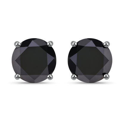 4.25 Carat Genuine Black Diamond 14K White Gold Earrings