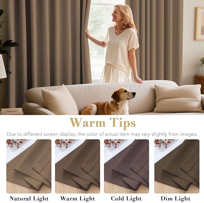 H.VERSAILTEX Ultra Soft Microfiber Thermal Insulated Antique Copper Grommet Blackout Curtains/Window Treatment Draperies 52 by 72 - Inch for Living Room/Bedroom, Set of 2 - Macchiato