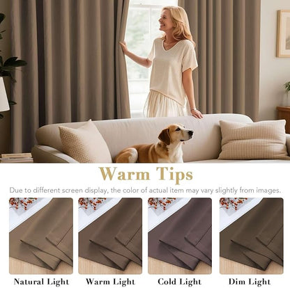 H.VERSAILTEX Ultra Soft Microfiber Thermal Insulated Antique Copper Grommet Blackout Curtains/Window Treatment Draperies 52 by 72 - Inch for Living Room/Bedroom, Set of 2 - Macchiato