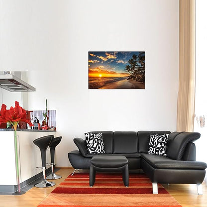 DZL Art S74769 Canvas Painting Print Paradise Tropical Island Beach with Palms Photograph Print Nature Pictures Wall Art Canvas Prints Painting for Living Room Bedroom Decor Office Wall Decor
