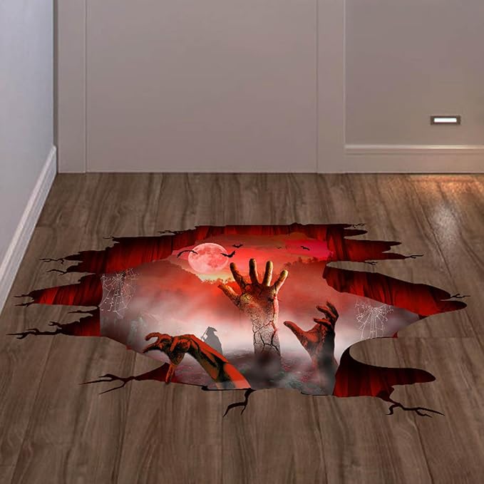 Halloween Wall Stickers Bat Ghost Scary Decor Large Removable Floor Room Decals Decoration Window Clings Party Supplies for Windows Glass Home Ornaments