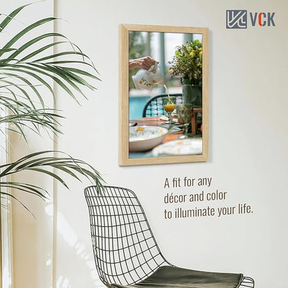 VCK 14x24 Oak Wood Frame for Picture, Natural Solid Wood Photo Frames 3 Pack, Wall Gallery Frame