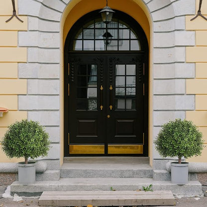 2 Pack 24.5inch Artificial Topiary Ball Plants, Faux Boxwood Ball in Pot, Fake Outdoor Plant for Front Door Decor, Home Decor, Garden, Wedding Decor