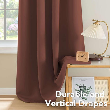 H.VERSAILTEX Blackout Window Curtain Panels Thermal Insulated Room Darkening Solid Grommet Curtains/Drapes for Bedroom Privacy Protection (Set of 2 Panels,52 by 63 Inch Long, Rust)