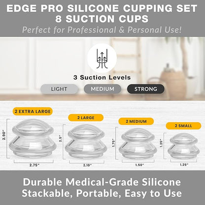 8 Edge Cups Silicone Cupping Therapy Set Professional Massage Cupping Cups for Cupping Therapy Cupping Kit for Massage, Myofascial Release, Cellulite Reduction (Lure Clear)