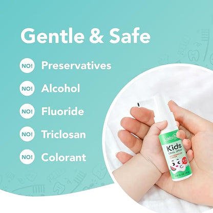 LAB52 Kids Oral Spray, Toddler Toothpaste Helper for Cavity Repair and Fresh Breath, Children Anticavity with Fluoride Free for Newborn to Preschoolers, Xylitol Grape Flavor