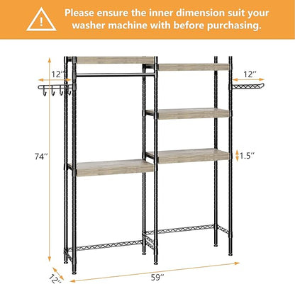 Double Row Over Washer and Dryer Storage Shelves, Laundry Room Organization and Storage, Heavy Duty Laundry Room Shelves, with Adjustable Height, 5-Tier