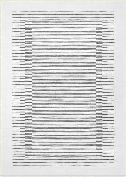 Wonnitar 5x7 Washable Striped Living Room Area Rug, Non-Slip Grey Boho Rugs for Bedroom, Low Pile Soft Minimalist Floor Carpets for Dining Room Home Office (Grey,5' x 7')