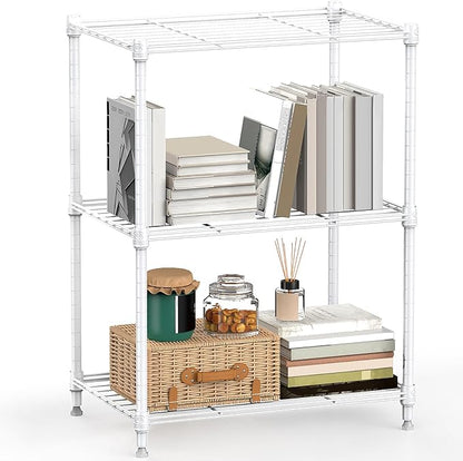 450 lbs Wire Storage Shelving 3-Tier Utility Shelving Unit Steel Organizer Wire Rack for Home,Kitchen,Office,White (11.8" D x 17.7" W x 26.4" H)