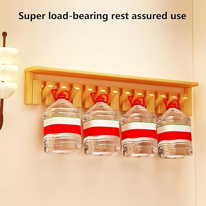Wall Mounted Piano Key Hanger | Flip Style Hook | Entrance Wall Art Hook, Made of Oak Wood (3 Times Painted, 4 Times Polished) (Tray Beech, 4Hooks)