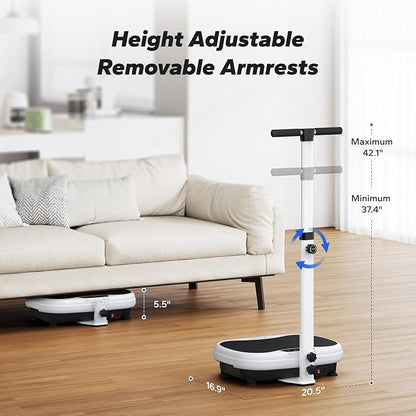 MERACH Vibration Plate Exercise Machine, Vibration Plate for Lymphatic Drainage Weight Loss, Vibrating Plate Exercise Machine with Handrails, Exercise Equipment for Women Men Home