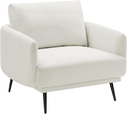 Oversized Accent Chair Set of 2 for Living Room Chairs Reading Arm Chair Comfy Modern Single Sofa Side Chairs with Metal Legs & Soft Cushion for Bedroom, Balcony,Waiting Room (Polyester, Pearl White)