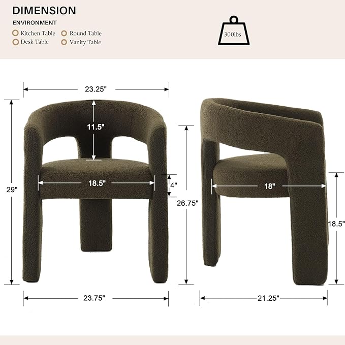 Green Sherpa Dining Chairs Set of 2, Modern Barrel Dining Room Chairs Upholstered Faux Fur Accent Chair with Arms and Round Back for Living Room Kitchen Armchair No Assembly Needed
