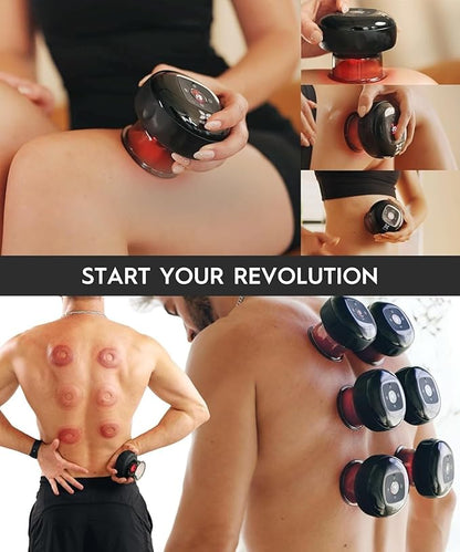 REVO The Original 4-in-1 Smart Cupping Therapy Massager, Red Light Therapy for Targeted Pain Relief, Knots, Aches, Muscle Soreness, Circulation & Tighter Skin, Portable Electric Massager- 2 Pack