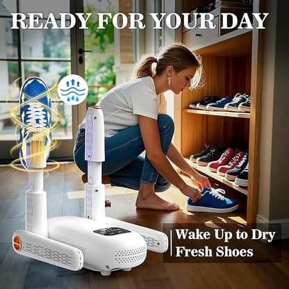 Shoe Dryer & Boot Dryer with Deodorizer – Shoe-Friendly Technology, Shoe Warmer with Heat Blower Fan, Dries 4 Shoes at Once and Odor Removal - Ideal for Ski Shoes, Boots, Gloves, and Hats