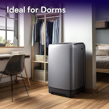 Portable Washing Machines 17.8LBS Full Automatic Clothes Washer and Spinner Combo with 10 Programs and 8 Water Levels, Compact Laundry Wash Spin Dryer for Apartment RV Dorm Home, Grey