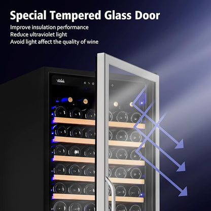 24 Inch Wine Cooler Refrigerator, 179 Bottles Professional Wine Cellars with Powerful Compressor,Quiet Operation and Elegant Design for The Wine Lovers