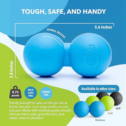 RAD XL Peanut Massage Ball – High Density Yoga Deep Tissue Roller Ball – Myofascial Release for Back, Neck, Feet, Psoas & Spine – Suboccipital & Thoracic Trigger Point Therapy