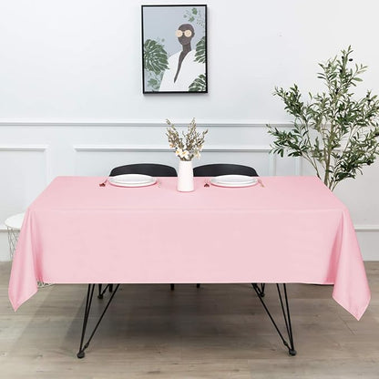 sancua Rectangle Tablecloth - 54 x 120 Inch - Stain and Wrinkle Resistant Washable Polyester Table Cloth, Decorative Fabric Table Cover for Dining Tables, Buffet Parties and Camping, Pink