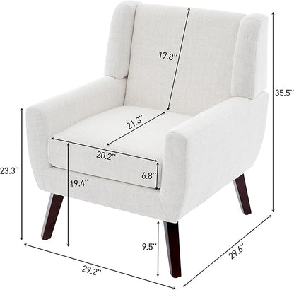 UIXE Accent Chairs Set of 2, Fabric Upholstered Armchair for Living Room, Comfy Arm Chair Single Sofa Bedroom Side Reading Seat - Flax Beige