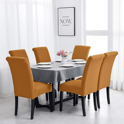 Joccun Chair Covers for Dining Room Set of 2, Dining Chair Slipcovers Stretch Dining Room Chair Covers Seat Protector,Washable Parsons Chair Cover for Home,Hotel,Banquet(Gold,2 Pack)