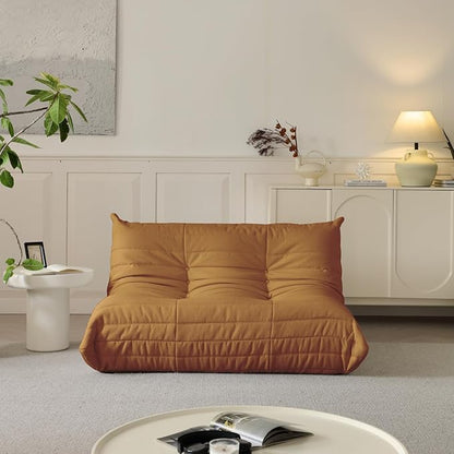 Luxury Sofa Couch Chair, Lazy Floor Seating, Fireside Bean Bag Chair, Ergonomic Tatami Sofa Lounger for Living Room, Bedroom, Office, Loveseat, Brown