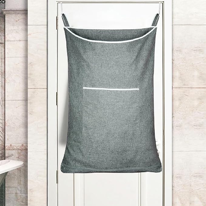 XL Door Laundry Hamper, Hanging Hamper with Large Openging, Hanging Laundry Hamper Storage Bag，Door hampers for Laundry of Home, Dorm, or Travel(Heather Grey, 36x22 Inch)