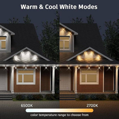 XMCOSY+ Smart Outdoor String Lights - 64ft RGBCWIC Patio Lights with 24 Color Changing Bulbs, LED String Light for Outside Backyard Bistro Party, APP WiFi Control, Work with Alexa, IP65 Waterproof