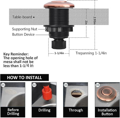 Garbage Disposal Air Switch Kit for SinkTop Waste Disposal with Stainless Steel Oil Rubbed Bronze(ORB) Short Air Button by briidea