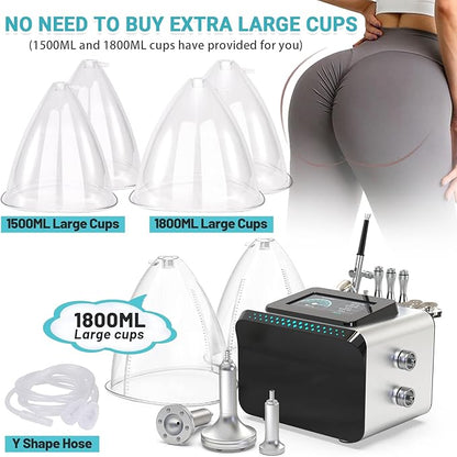 Meifuly Vacuum Therapy Machine, 3 in 1 Vacuum Cupping Sets, Skin Care and Airbrush Machine, with 1800ML and 1500ML Large Cups, 0-80 cmHg, 5 inch Touch Screen
