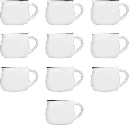 DISCOUNT PROMOS Glazed Campfire Coffee Mugs 12 oz. Set of 10, Bulk Pack - Perfect for Coffee, Tea, Espresso, Hot Cocoa, Other Beverages - White