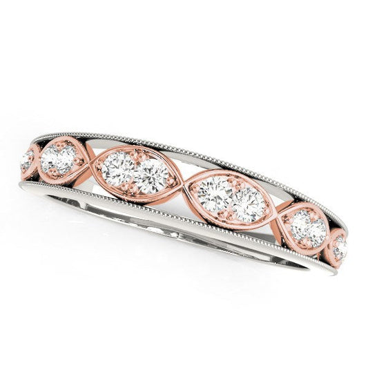 Alliance en or blanc et or rose 14 carats style infini avec diamants (0,20 carat au total)