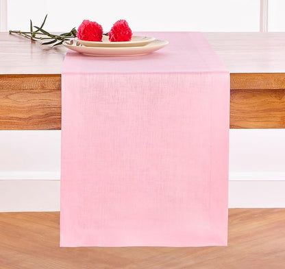 Solino Home Linen Pink Lemonade Table Runner 108 Inches Long - 100% Pure Linen 14 x 108 Inch Table Runner for Halloween - Fete