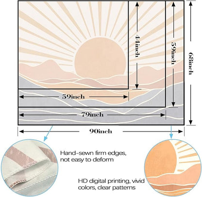Lunerfex Boho Sun Tapestry Sunset Wall Tapestry, Mountain Tapestries for Bedroom 80s Tapestries Wall Hanging for Bedroom Living Room Decor Boho-3 44"x60"