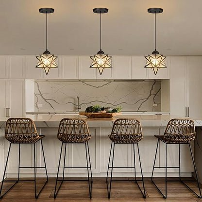 Modern Glass Pendant Lights Dining Room Chandeliers Lighting for Kitchen Island Light Fixture Hanging Light with Warm Light Bulb