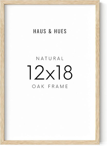 HAUS AND HUES 12 by 18 Picture Frame Set of 1-12 x 18 Poster Frame, 18x12 Light Wood Frame, 12x18 Frame, 12 x 18 Frame Natural Wood, 12 x 18 Picture Frame Wooden (Beige Frame)