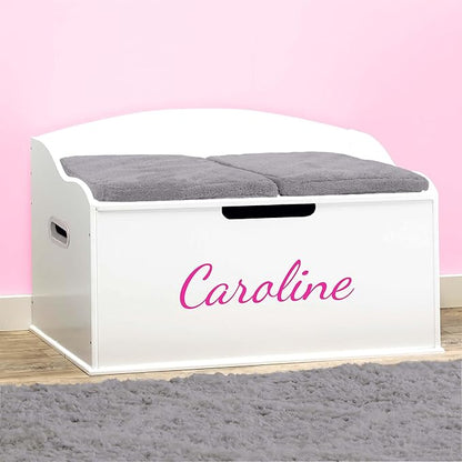 DIBSIES Personalized Creative Wonders Toy Box, Signature Series for Girls, 30 x 19.25 x 18 inches, Soft-Close Lid (White)