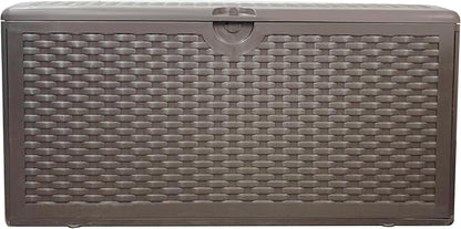 80 Gallon Pro Outdoor Storage Box Waterproof Lockable Resin Deck Box Large, Patio Storage Bin for Pool Accessories Cushion Furniture, Garden Tools, UV-Resistant Outside Delivery Brown