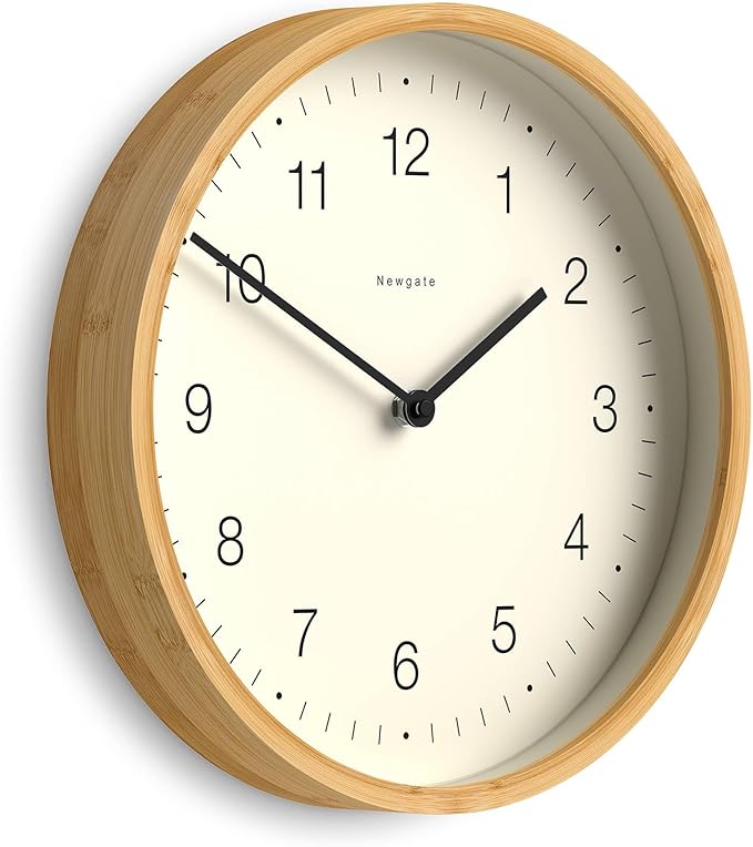 NEWGATE® Bali Wall Clock | Scandi Inspired Bamboo Clock | 12 inch | Modern Minimalist Design for Kitchen, Living Room or Office